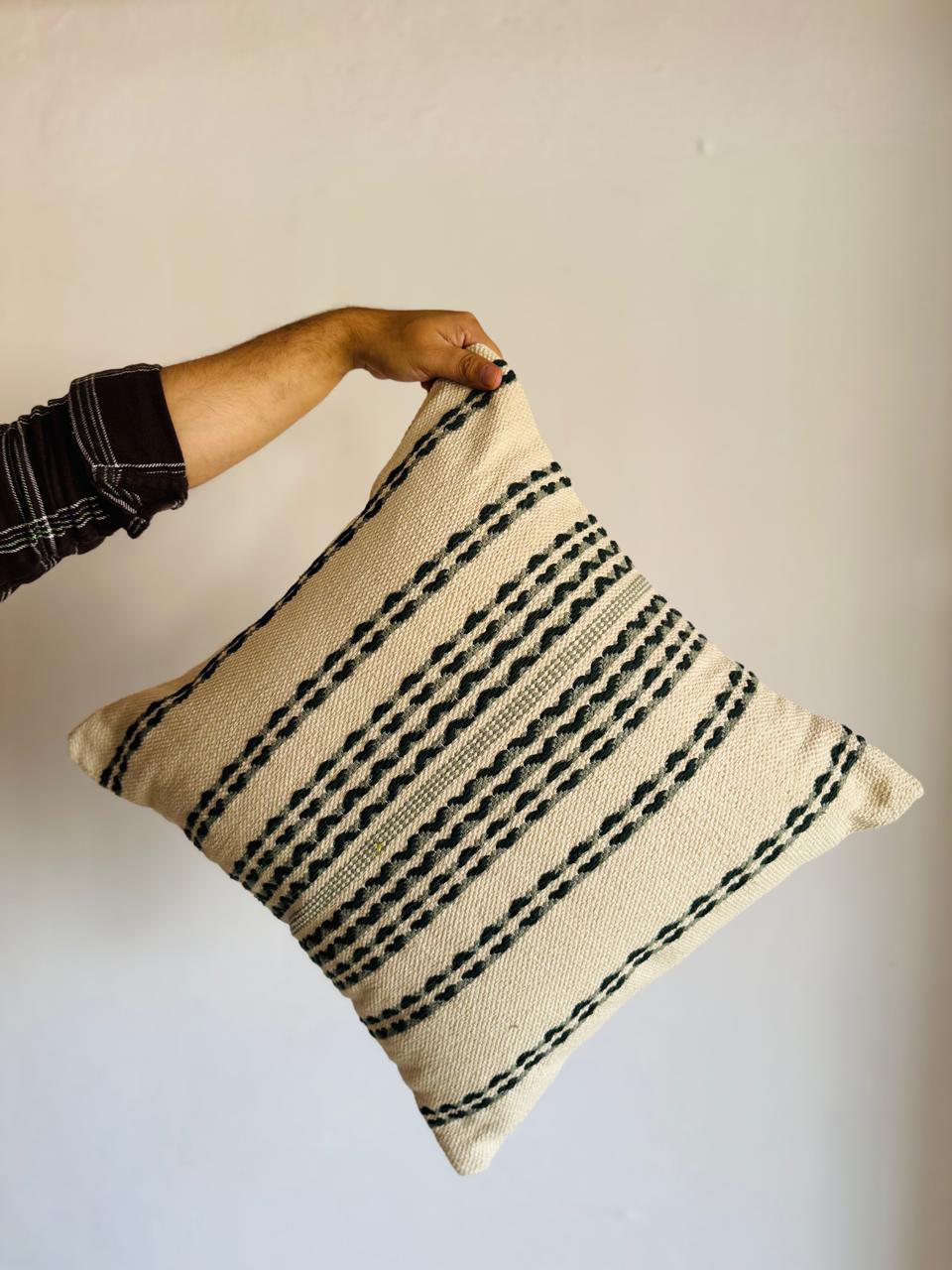 Designer Zig-Zag Handwoven Cotton Cushion Cover