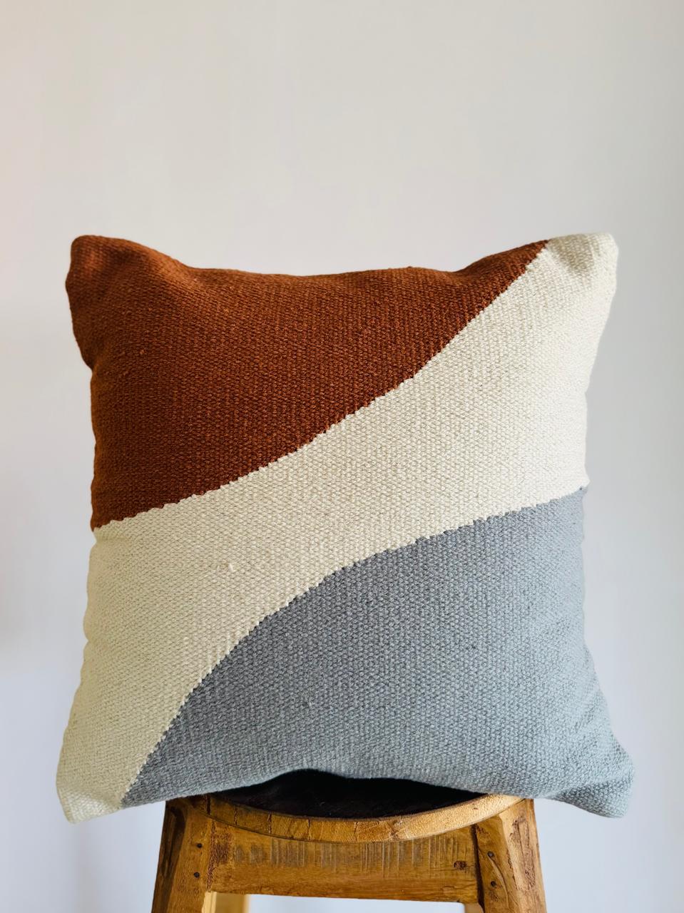 Designer Handwoven Cotton Curve Cushion Cover