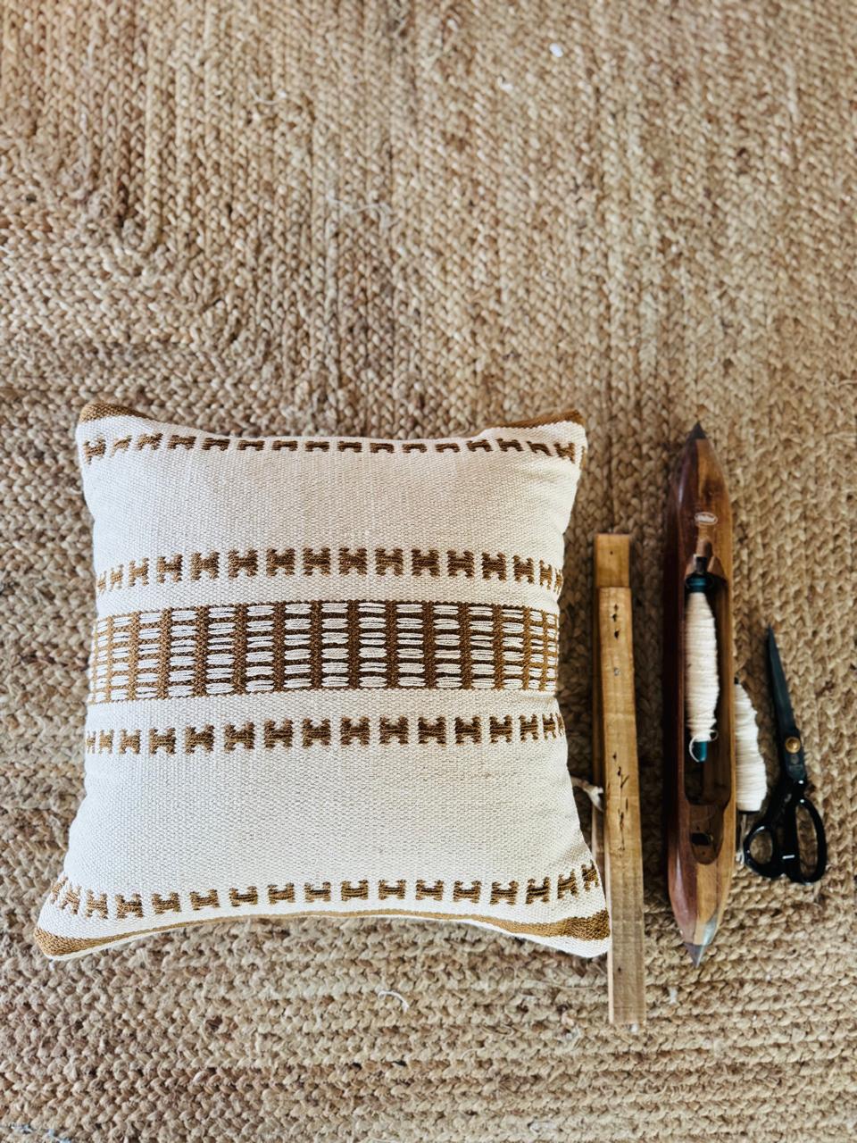 Handwoven Designer Cotton Pedal weave Cushion Cover