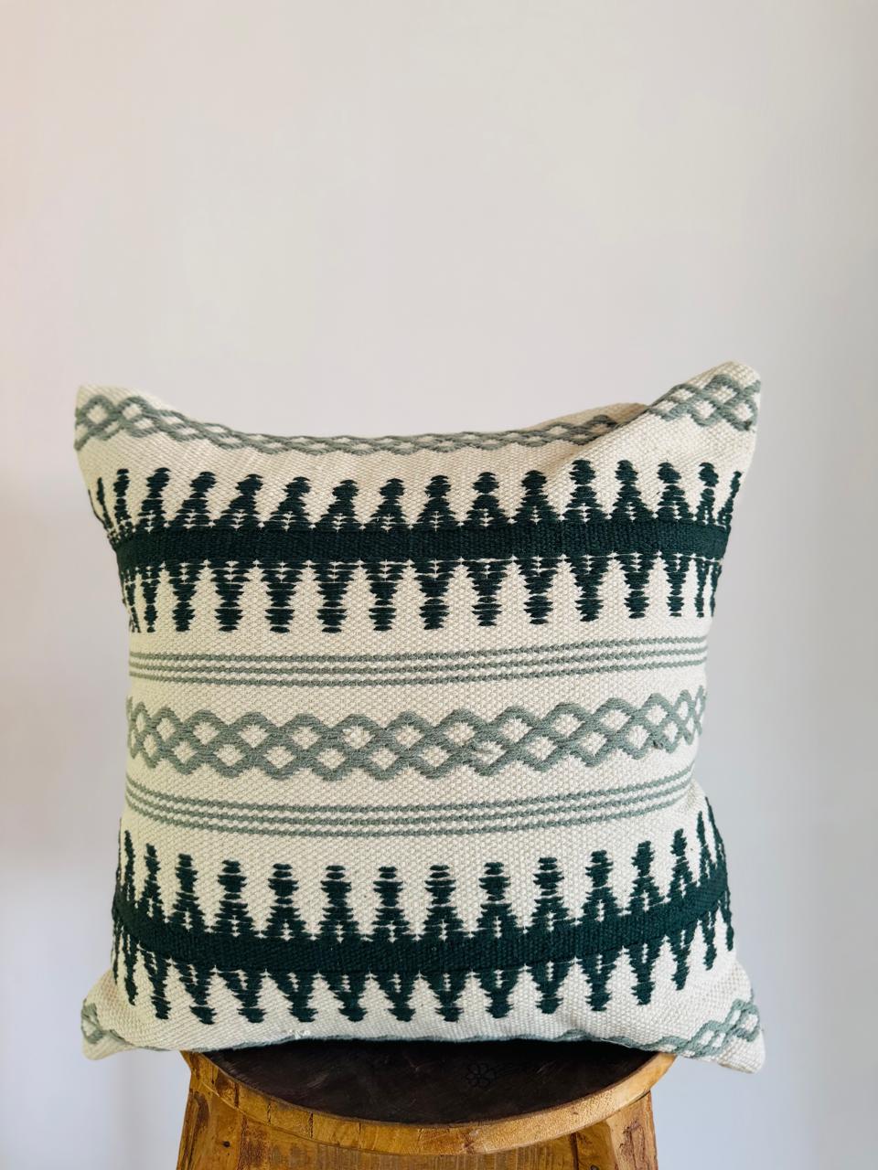 Designer Diamond Weave Handwoven Cotton Cushion Cover