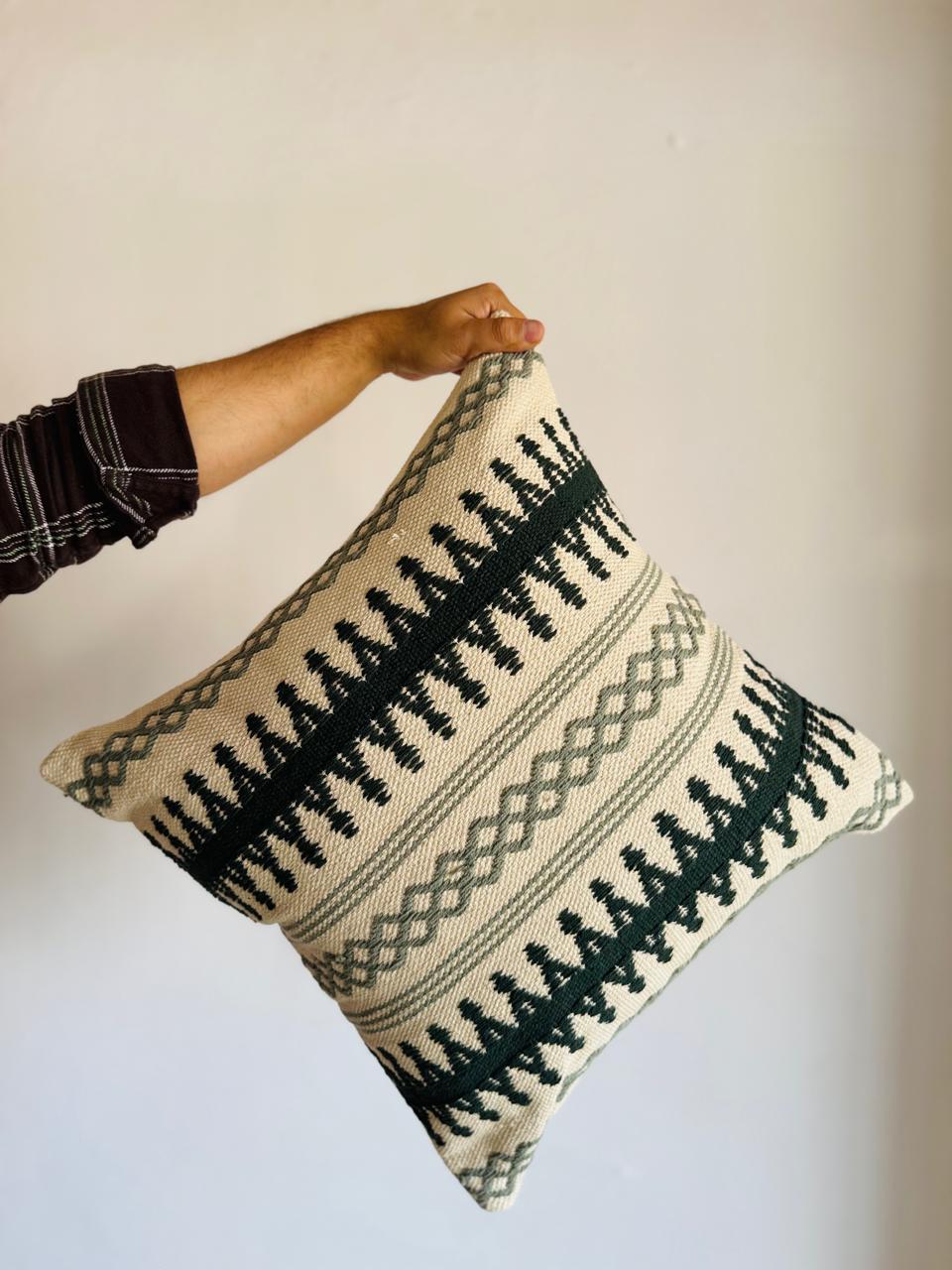 Designer Diamond Weave Handwoven Cotton Cushion Cover