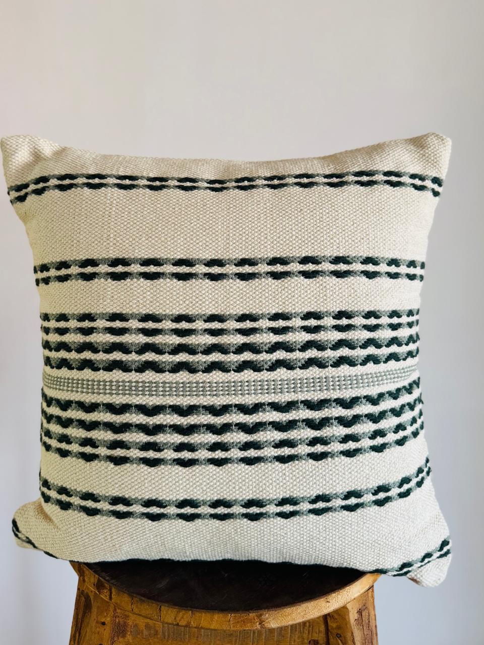 Designer Zig-Zag Handwoven Cotton Cushion Cover