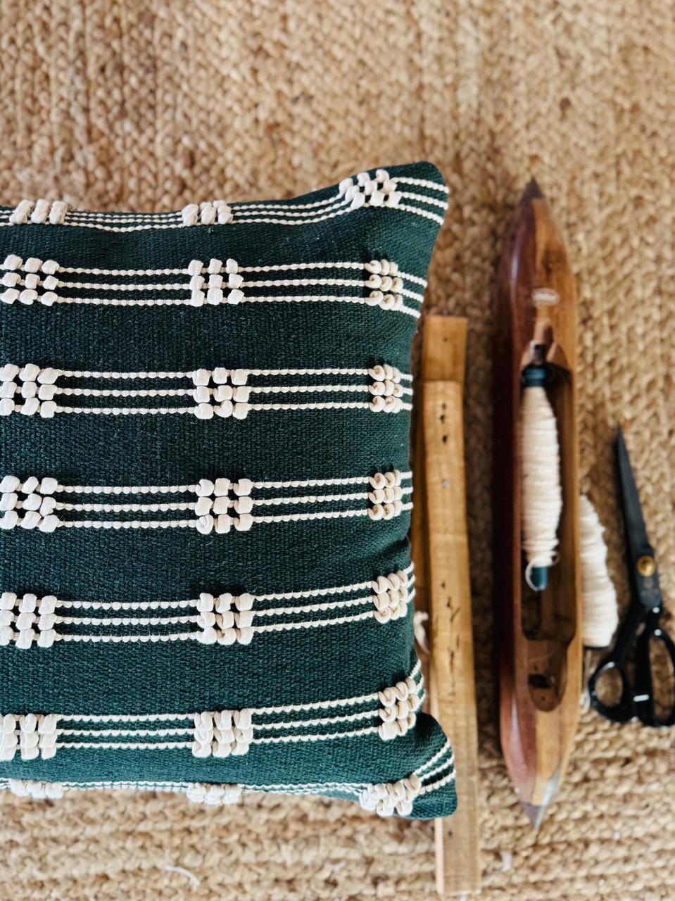 Designer Loop Handwoven Cotton Cushion Cover