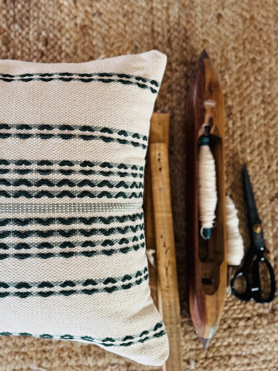 Designer Zig-Zag Handwoven Cotton Cushion Cover