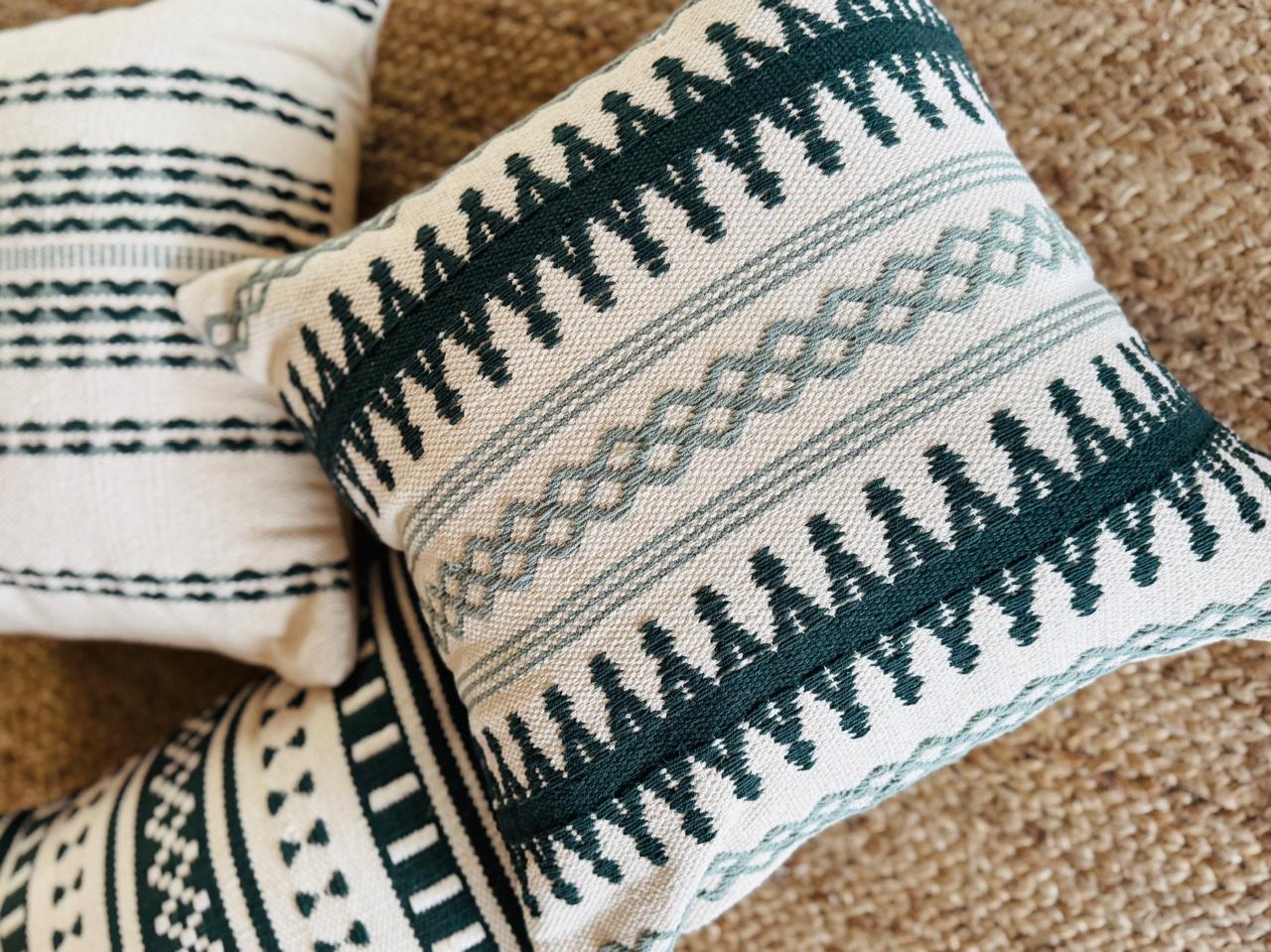 Designer Diamond Weave Handwoven Cotton Cushion Cover