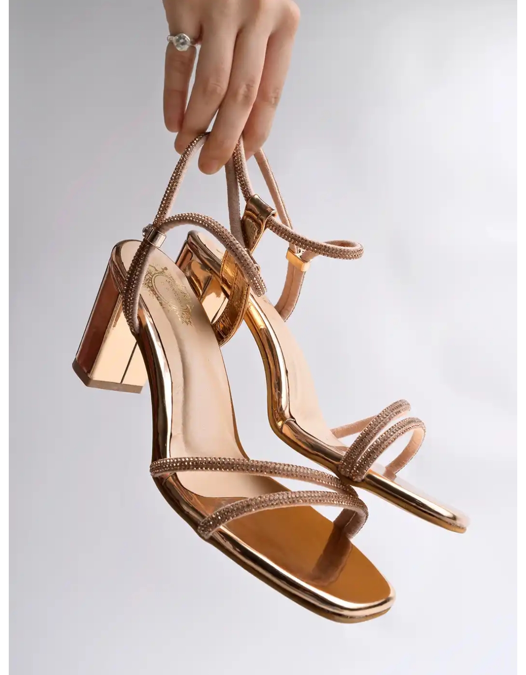 Elegant Crystal Strap Heels