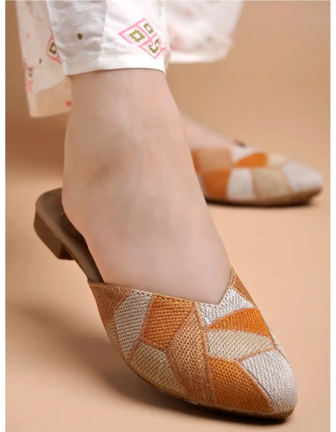 Ethnic Embroidered Slip-On Mules