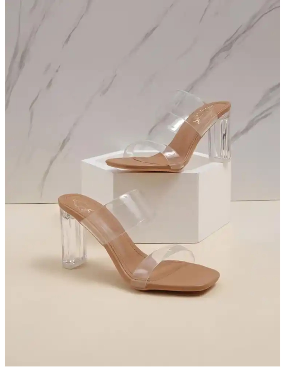 Clear Block Heeled Sandals