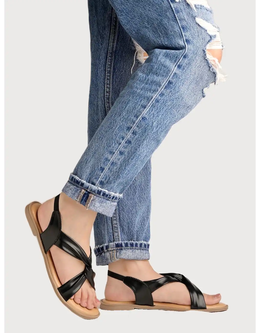 Black Casual Flat Sandals