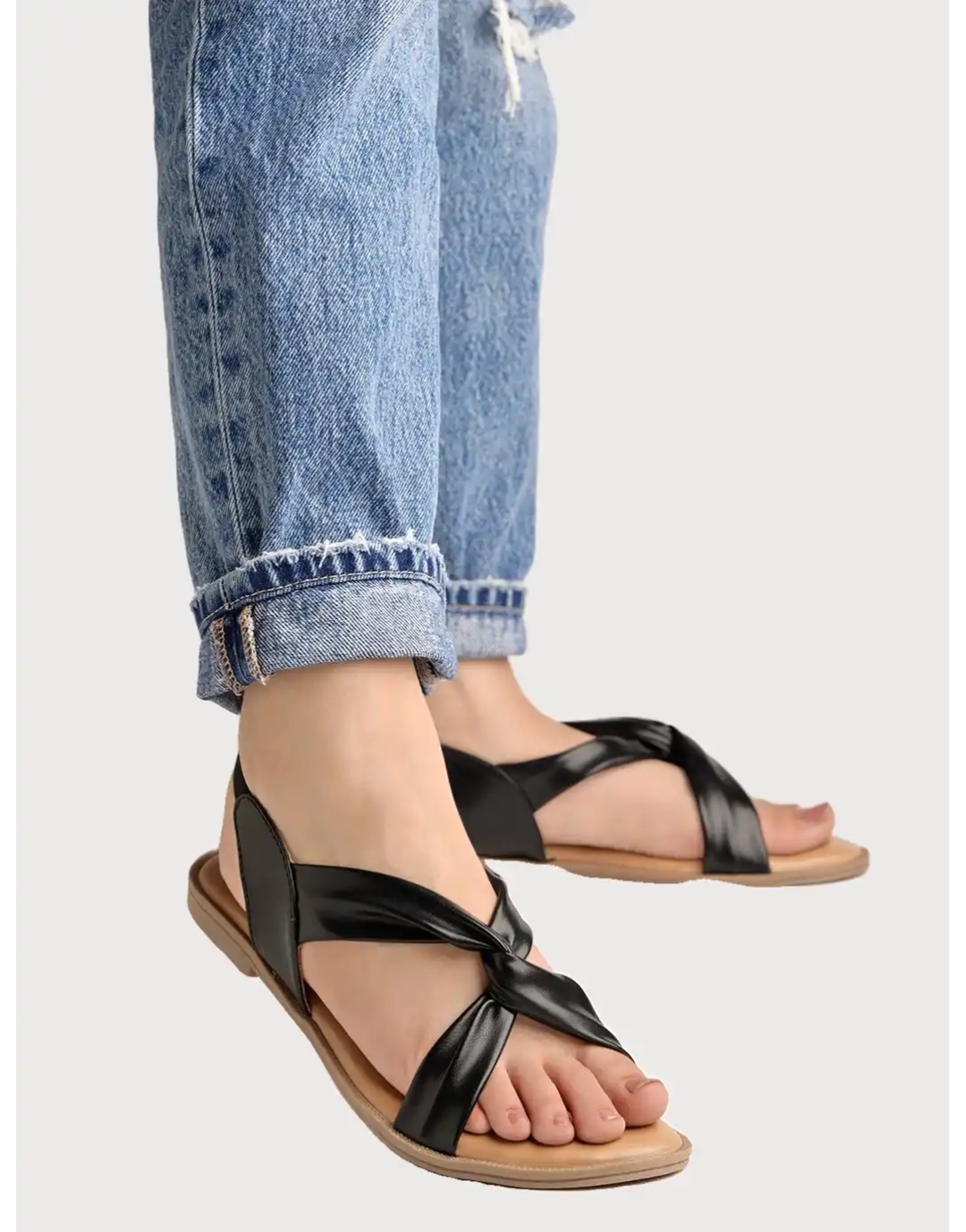 Black Casual Flat Sandals