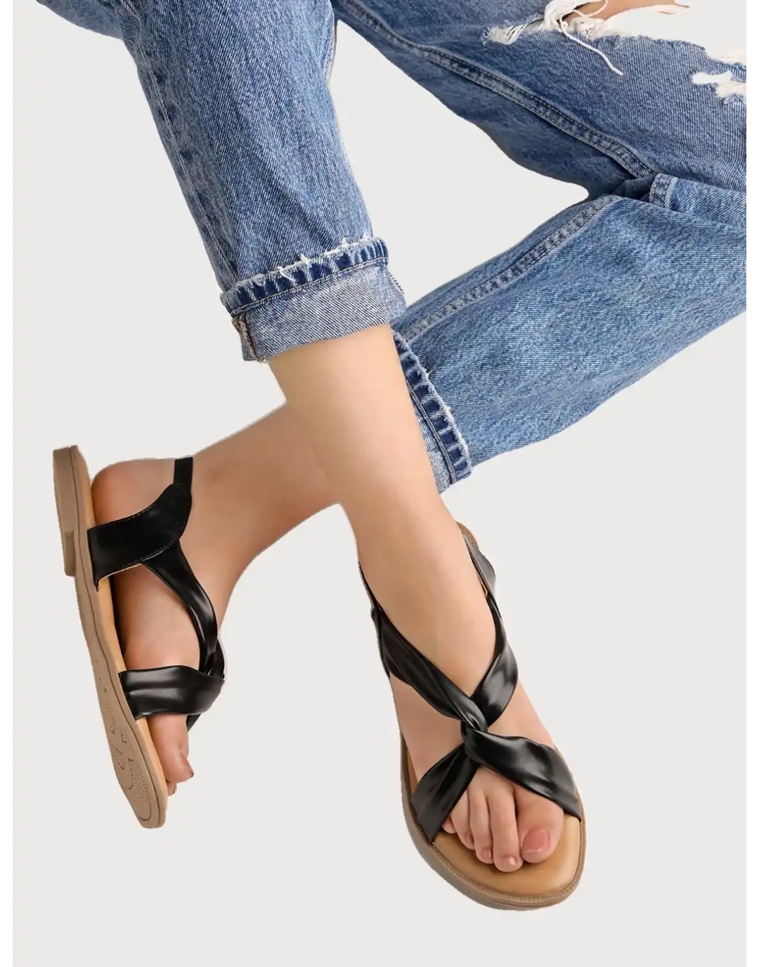 Black Casual Flat Sandals