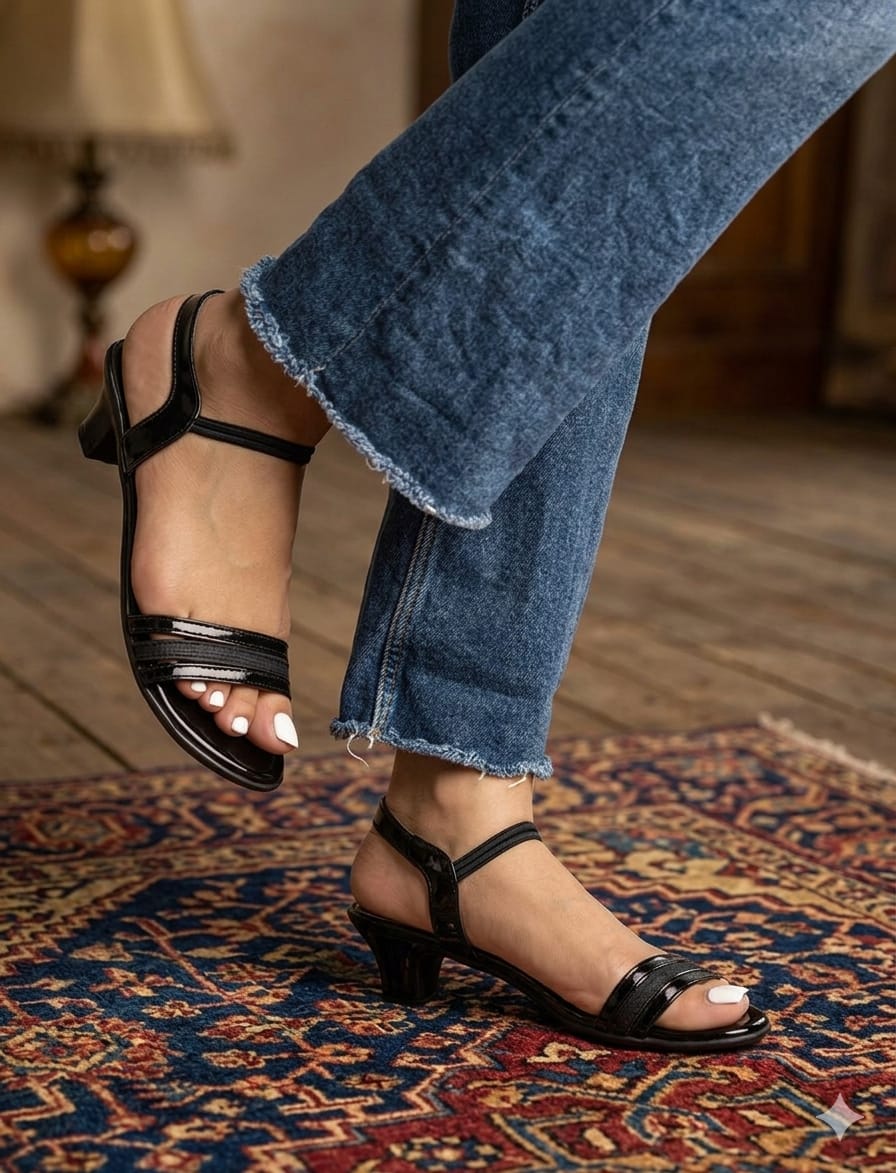Black Strappy Heeled Sandals