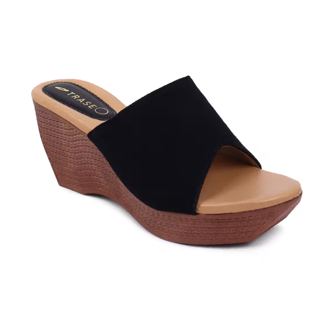 Black Wedge Sandals