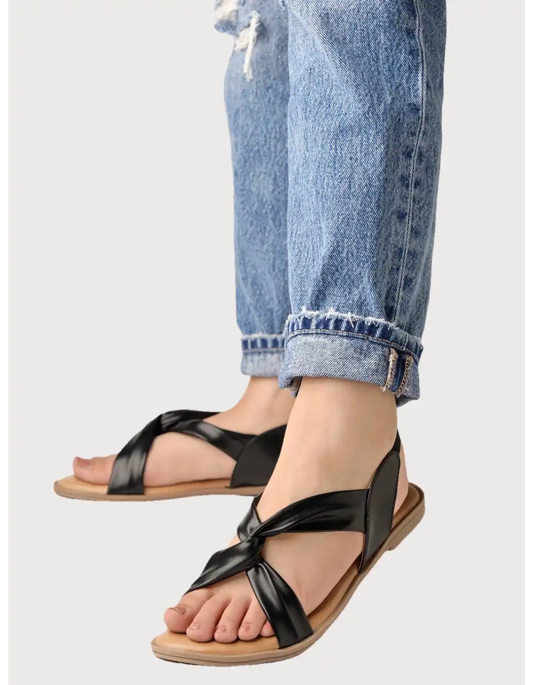 Black Casual Flat Sandals
