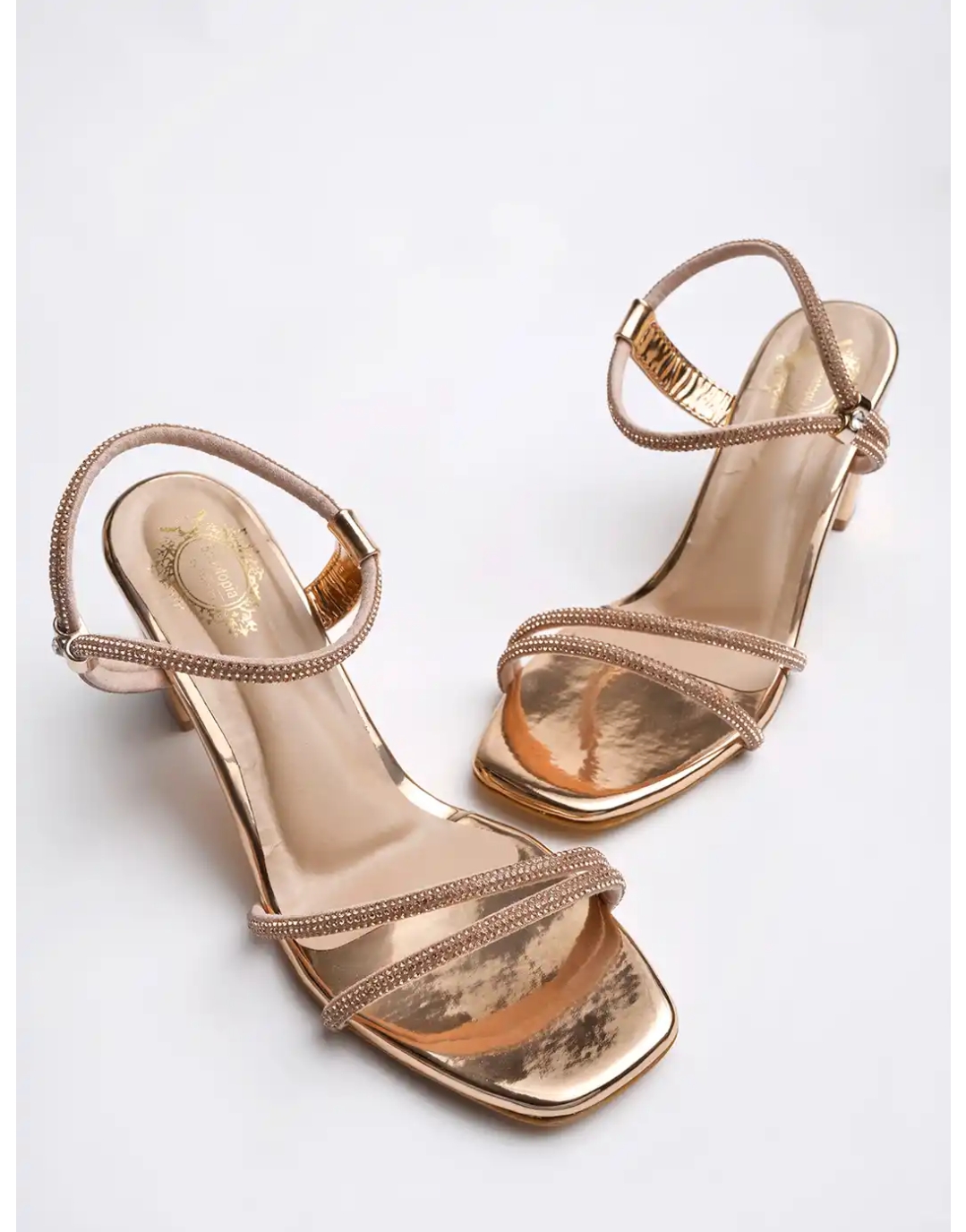 Elegant Crystal Strap Heels