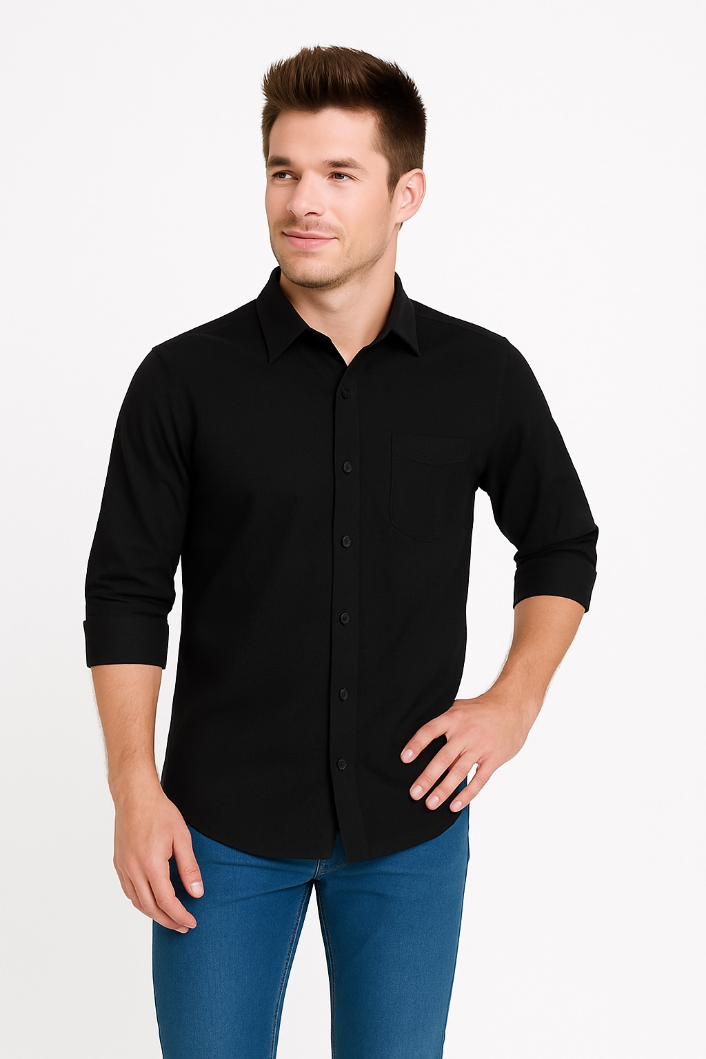 Men’s Black Stretchable Slim Fit Shirt