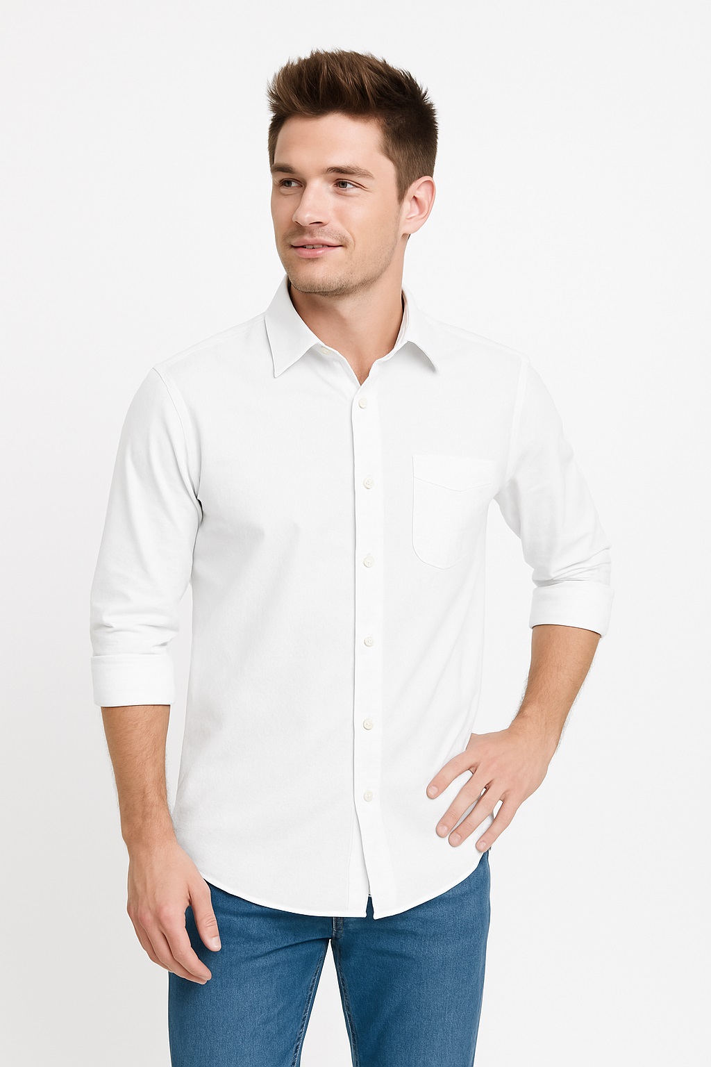 Men’s White Stretchable Slim Fit Shirt