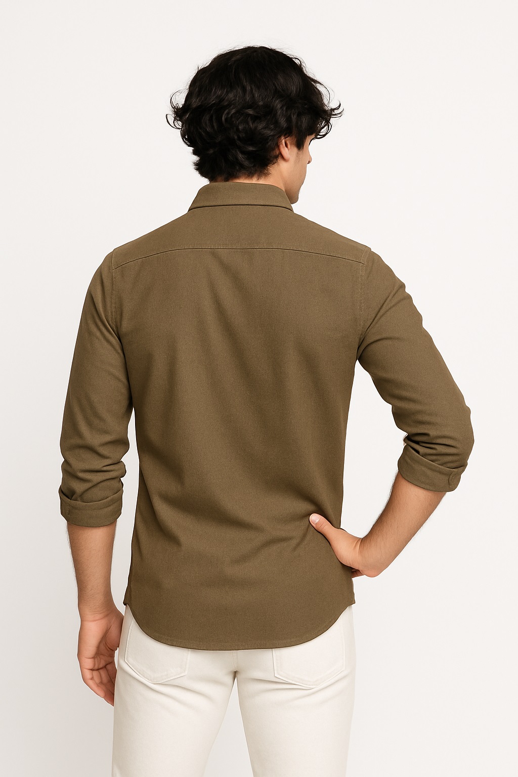 Men’s Olive Green Stretchable Slim Fit Shirt