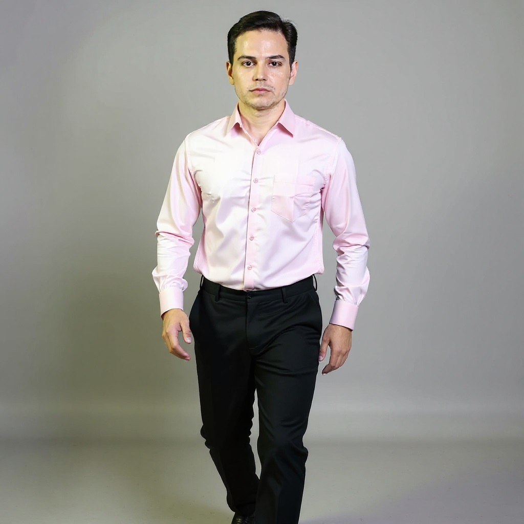 Men’s Light Pink Stretchable Slim Fit Shirt