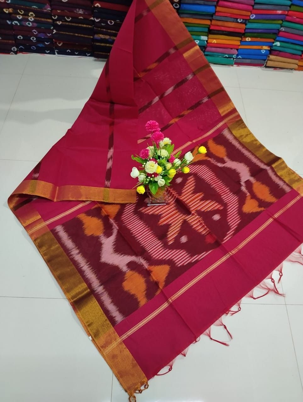  Ikat Silk cotton Saree with blouse 