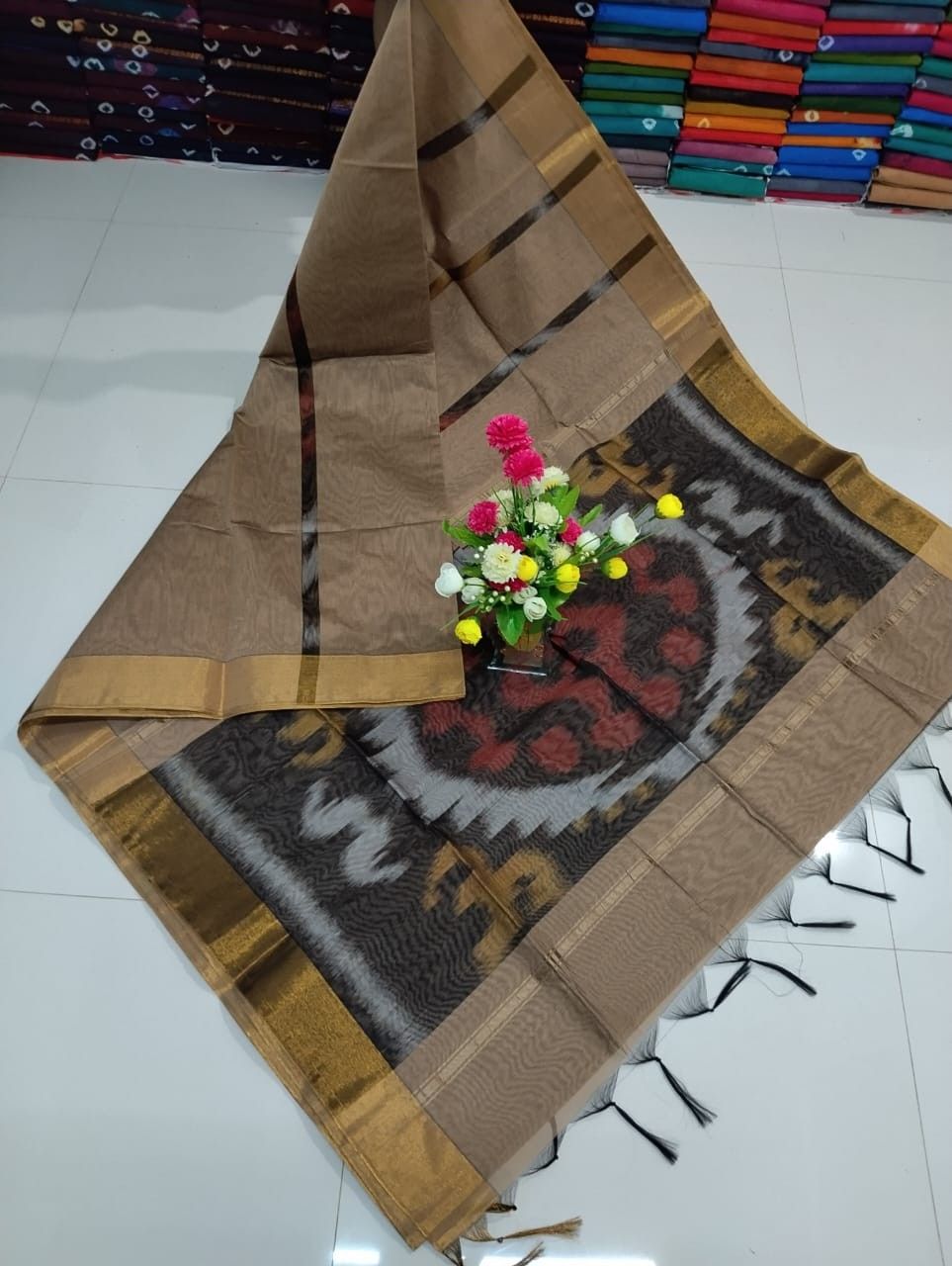 Ikat cotton Silk Saree