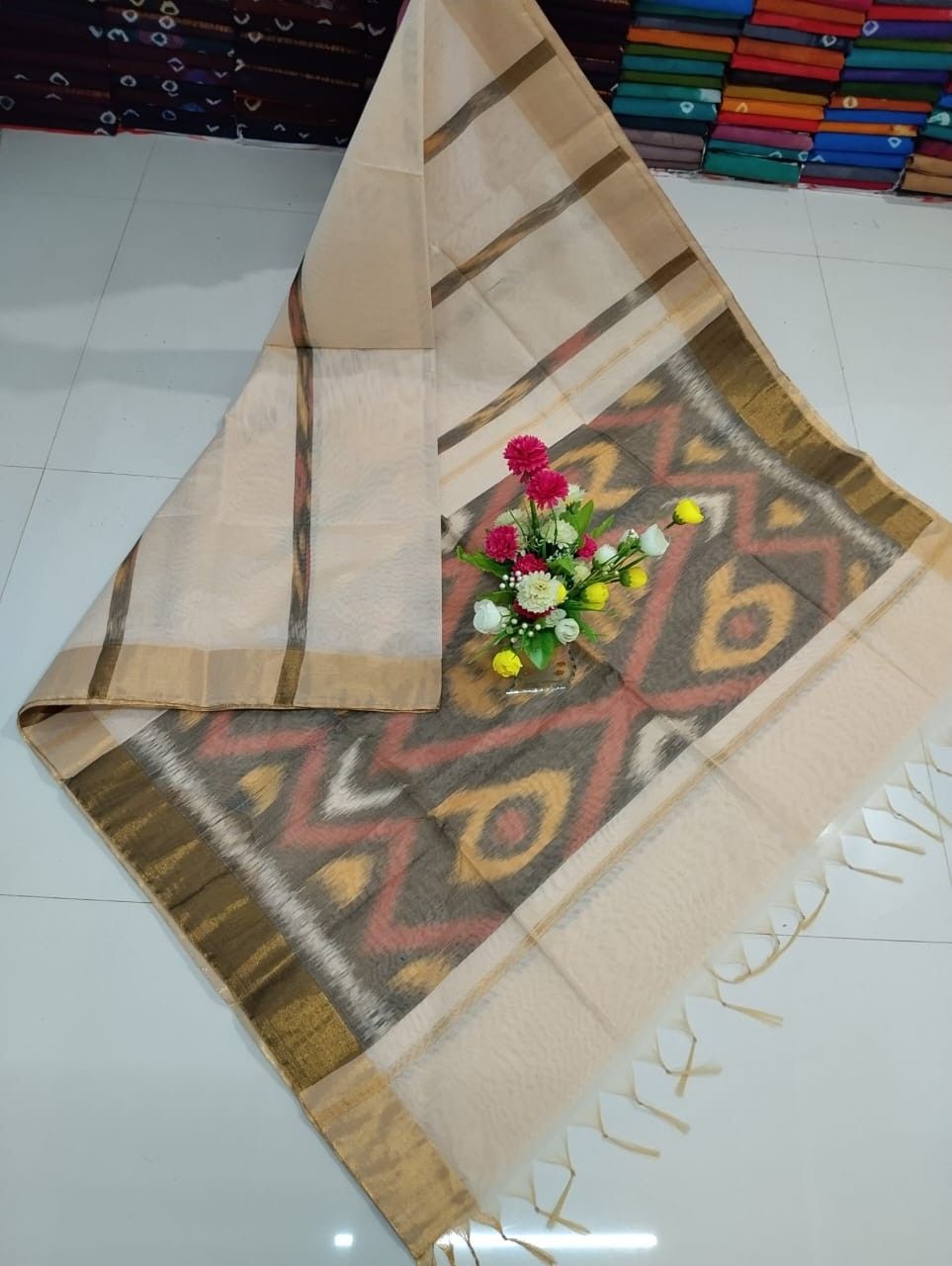 Elegant Ikat cotton Saree