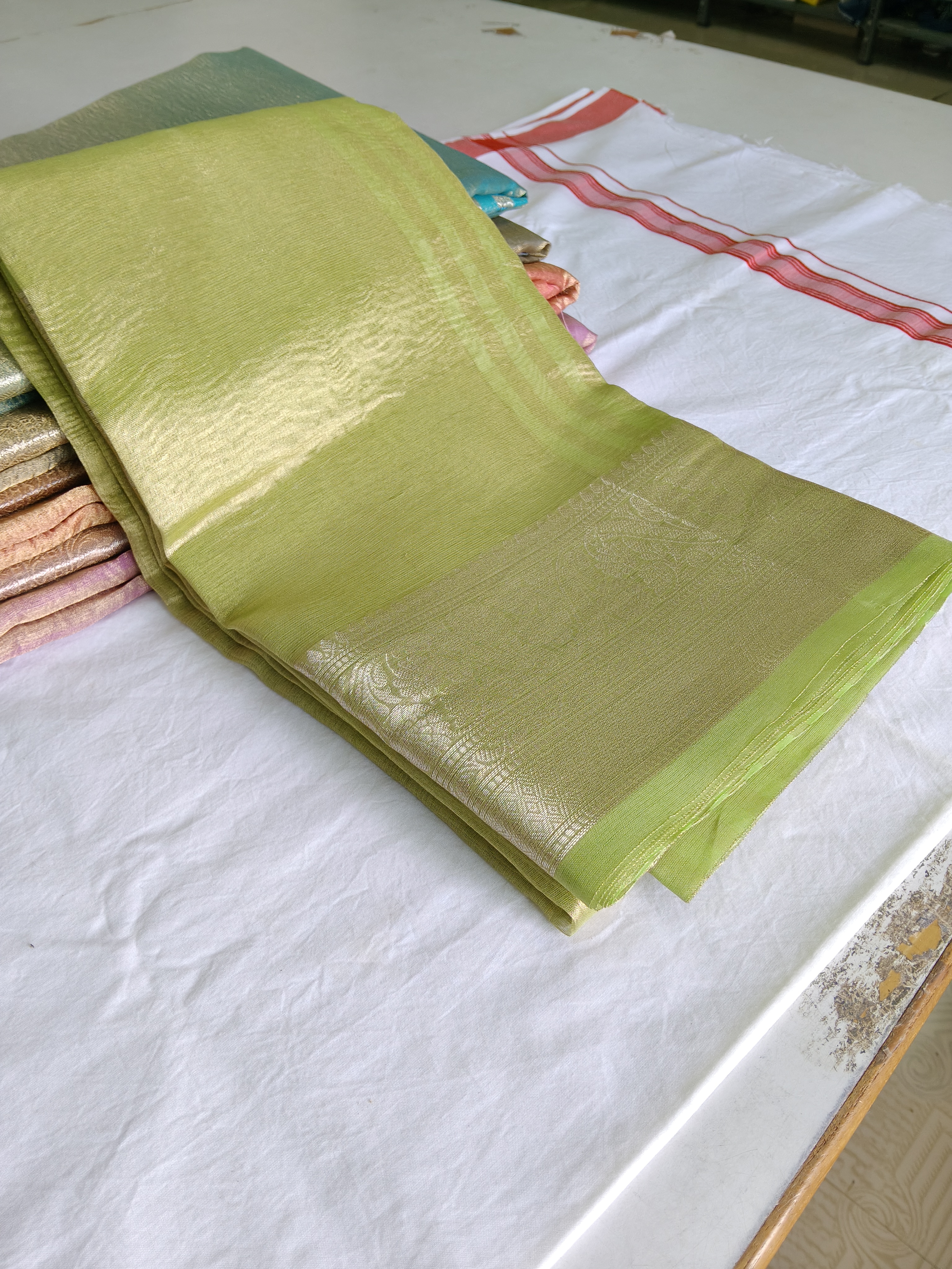 Green Banarasi tissue Saree