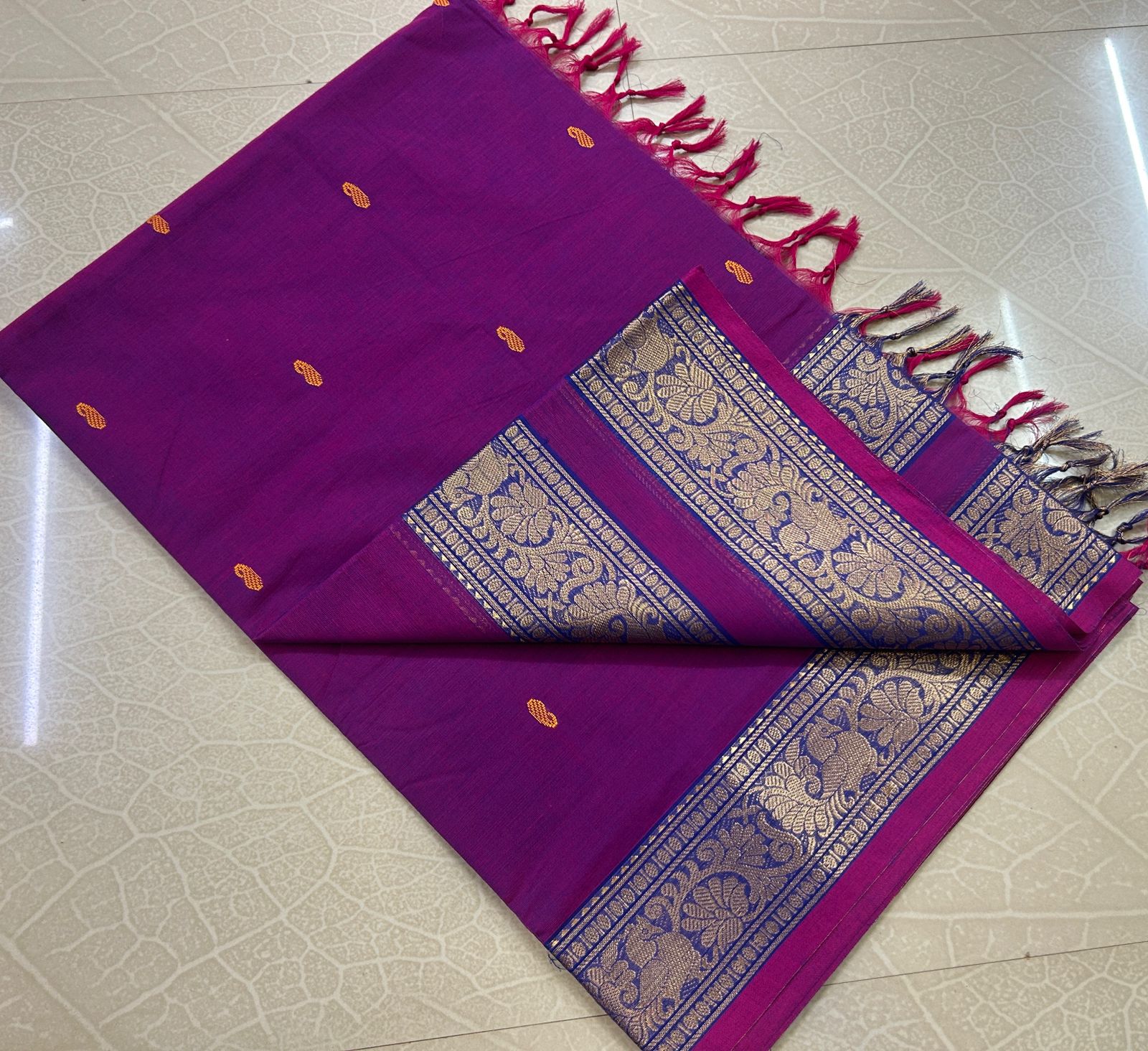 Purple kanchi cotton Saree