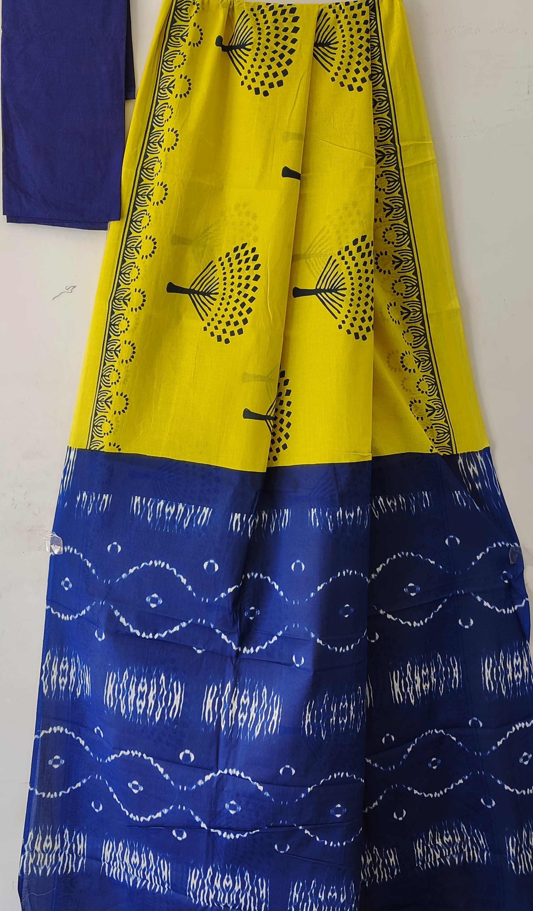 Handblock print mul mul cotton saree with blouse 6.3 mtr
