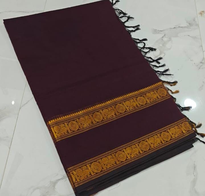 Maroon Handloom Cotton Saree