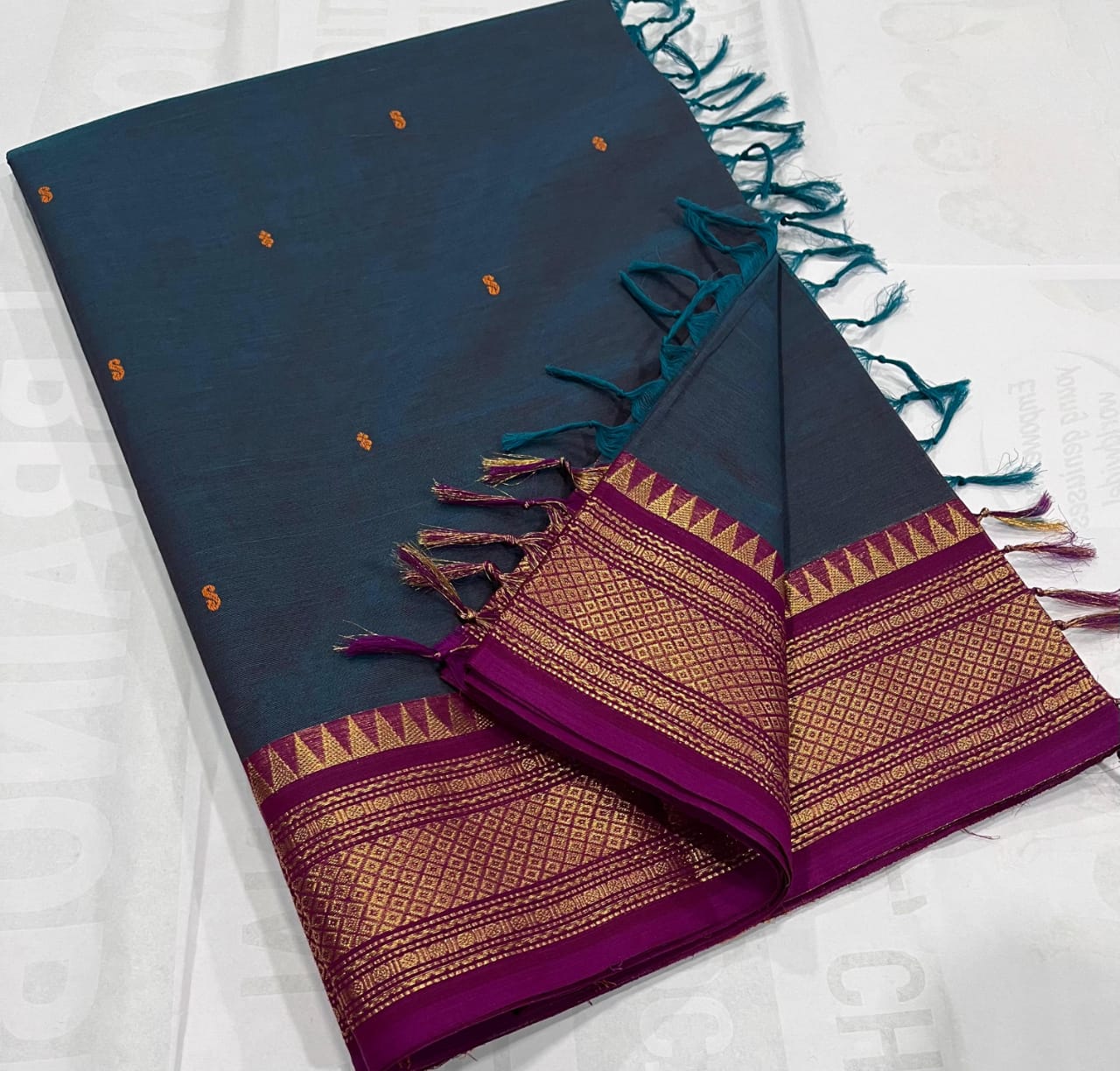 Kanchi cotton Saree with Golden Zari