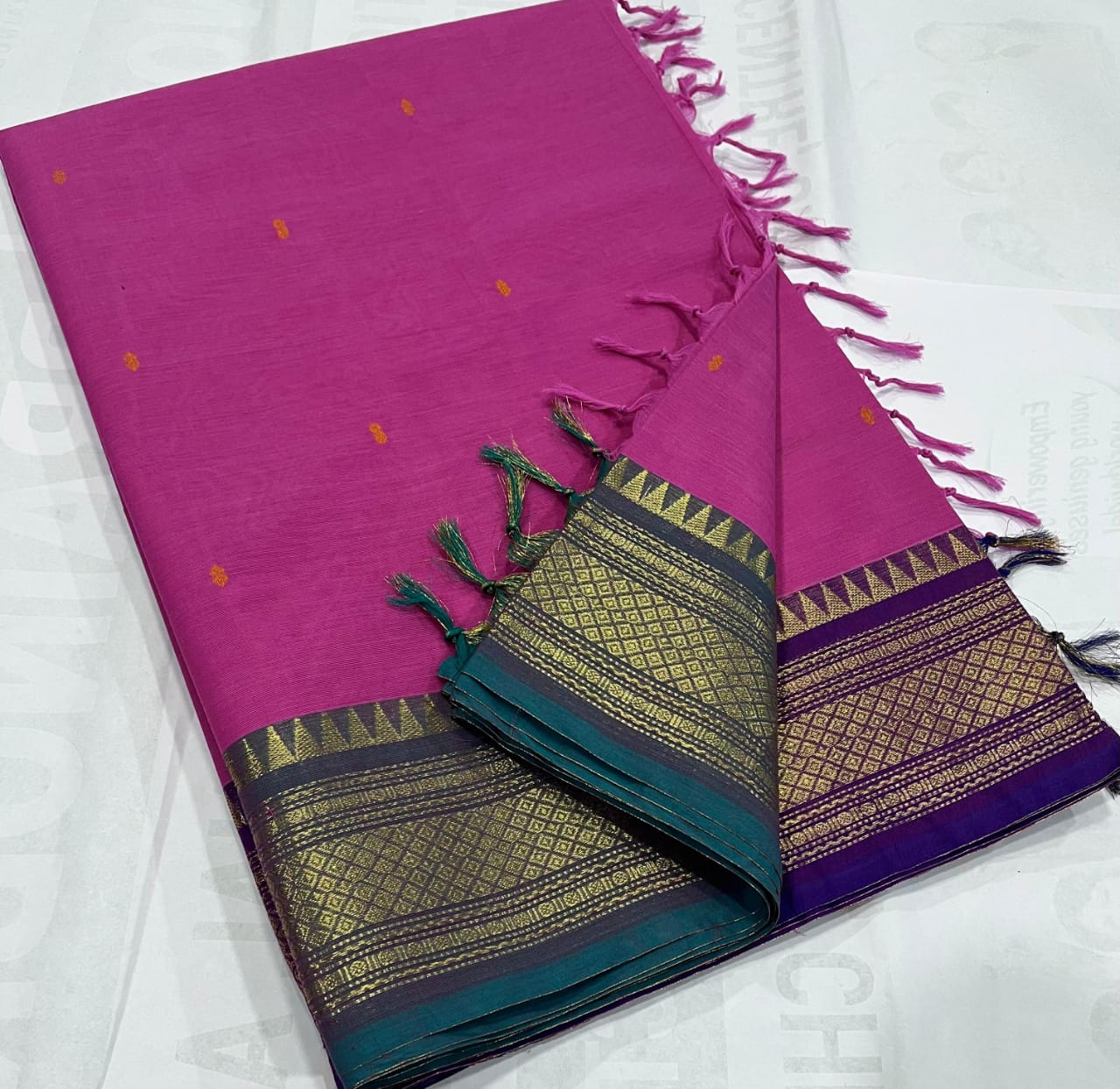Kanchi cotton Saree with Golden Zari