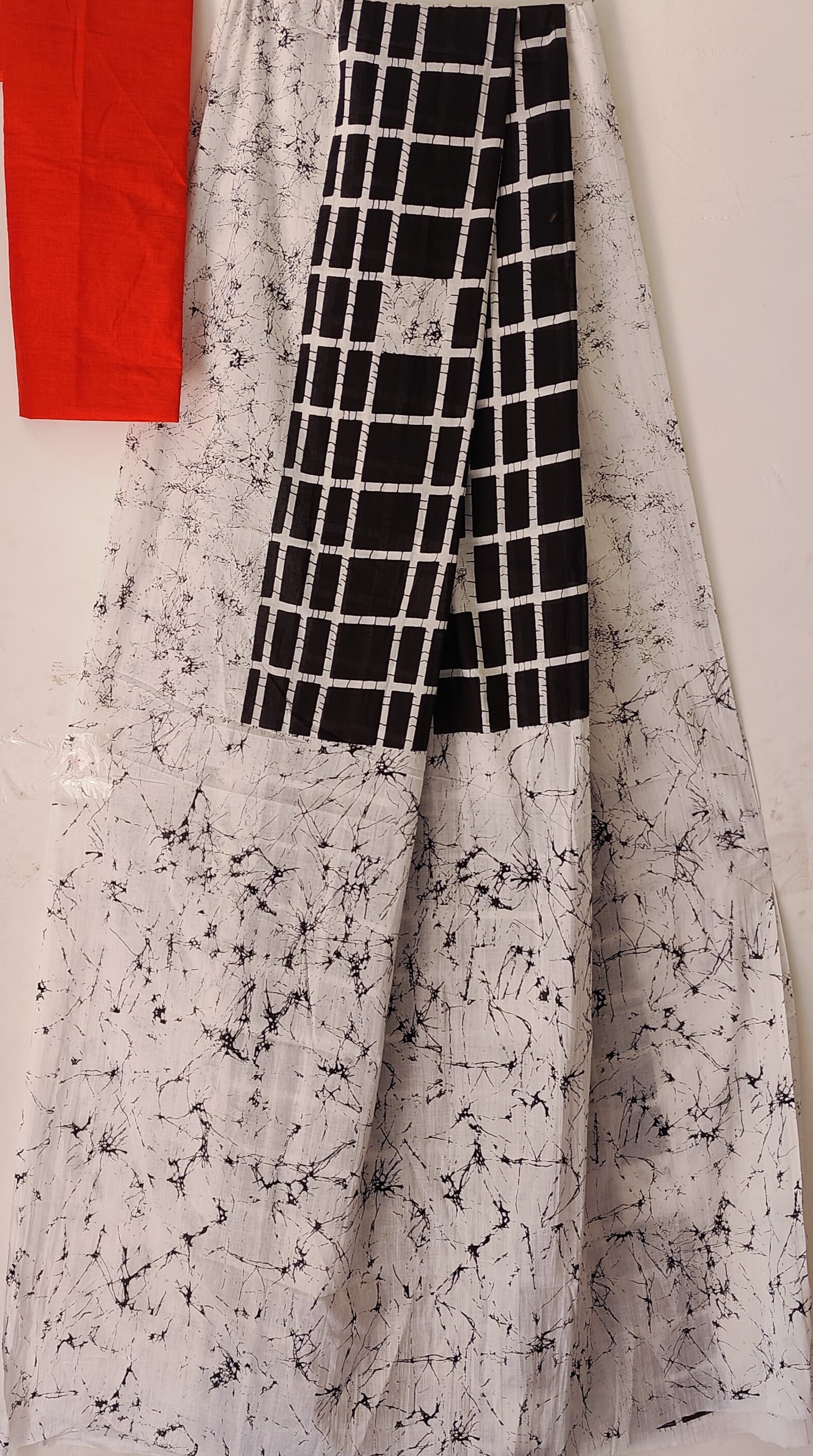 Handblock print mul mul cotton saree with blouse 6.3 mtr  