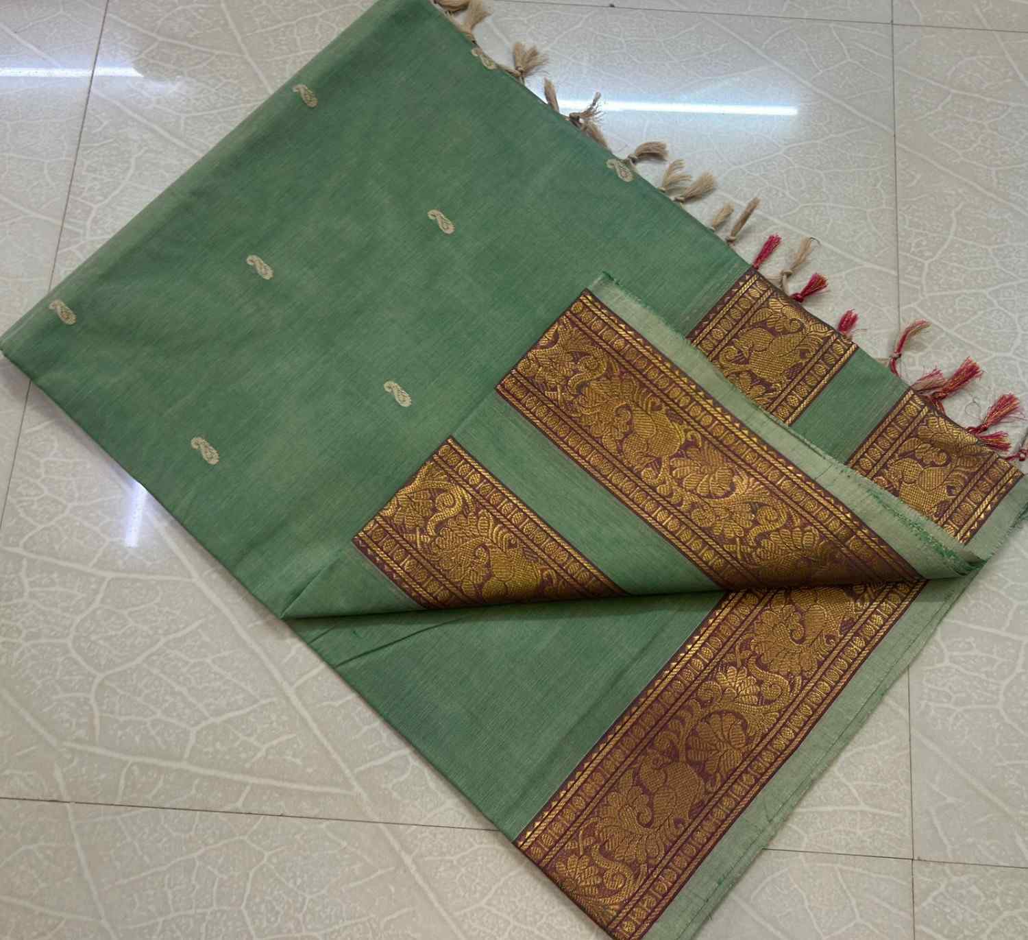 Green Kanchi cotton Saree