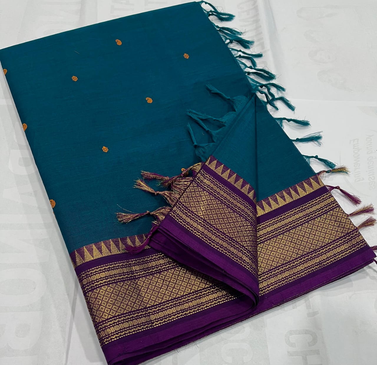 Kanchi cotton Saree with Golden Zari