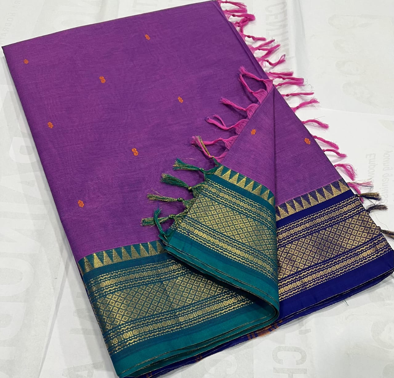 Kanchi cotton Saree with Golden Zari