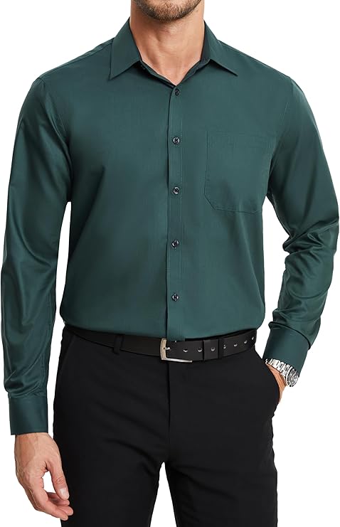Men's Classic Green Dress Shirt for office and casual wear