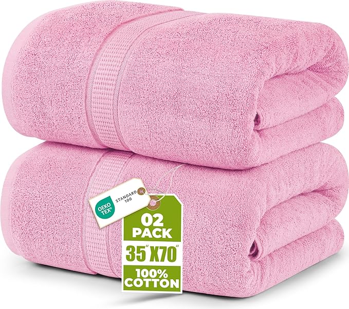  Premium Jumbo Bath Sheet (90 x 180 cm, 2 Pack) 
