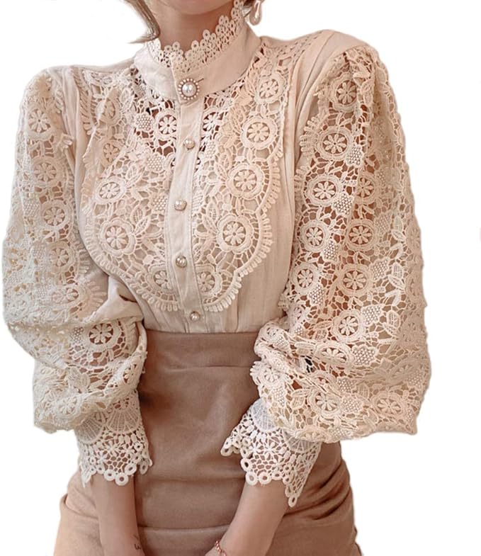 Women’s Elegant Lace Trim Shirts Tops