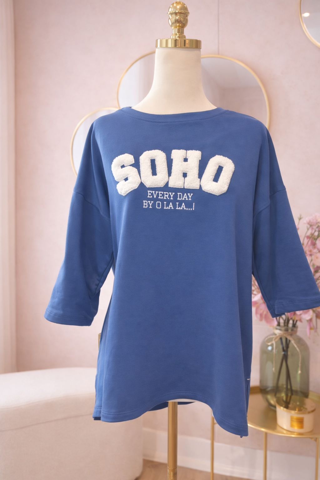 Bluzka SOHO krótki rękaw, niebieska- By o la la