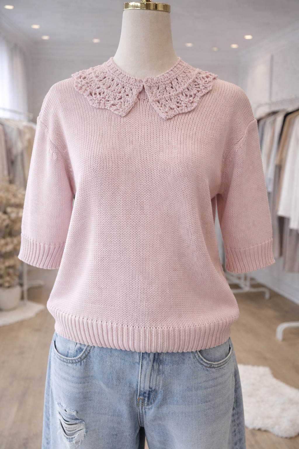 Sweterek krótki rękaw ( kołnierzyk sprzedawany osobno)