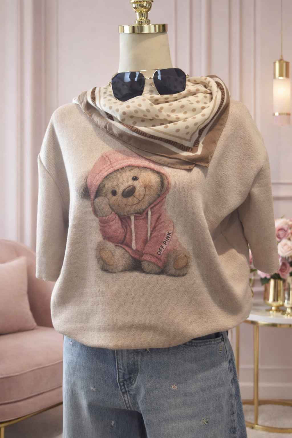 Sweterek krótki rękaw - motyw Misiu