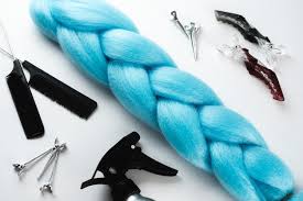 Extensión de cabello sintético azul