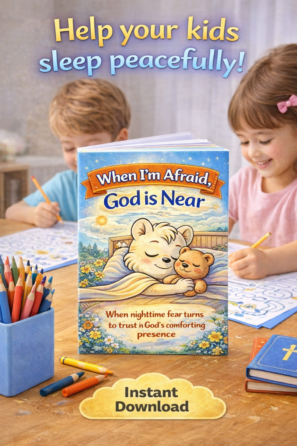A gentle, faith-based bedtime system designed to calm anxiety, build security, and create peaceful nighttime routines.