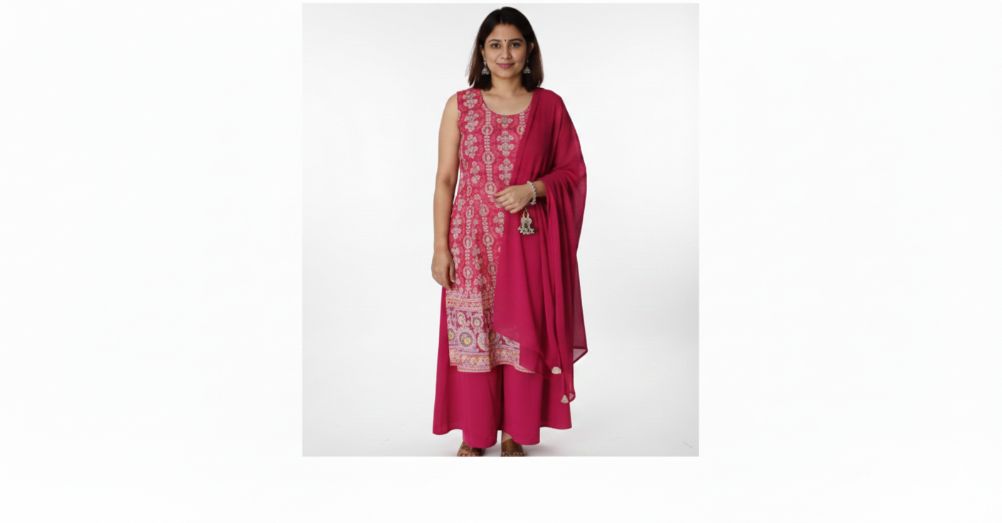  Pink peplum plazzo dupatta sut
