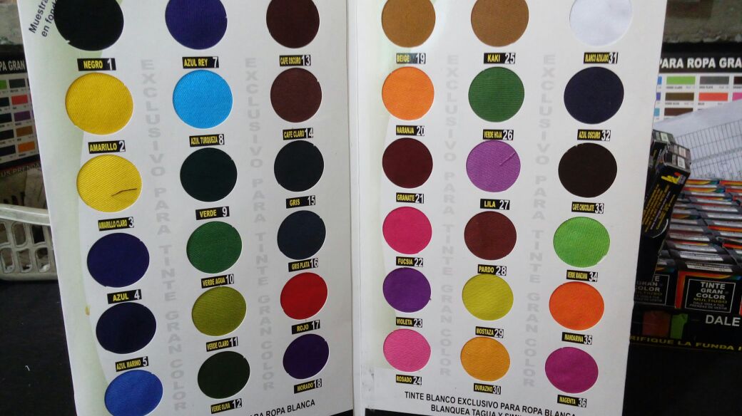 Muestrario de Tintes para Ropa