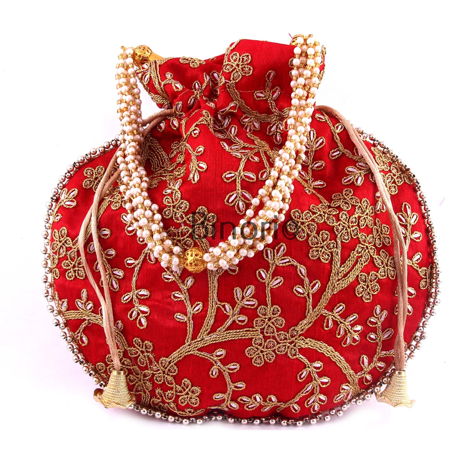 Rajasthani Style Royal Clutch Silk Batwa Bag Wristlets Ethnic Potli for Women's Zari Work Bridal