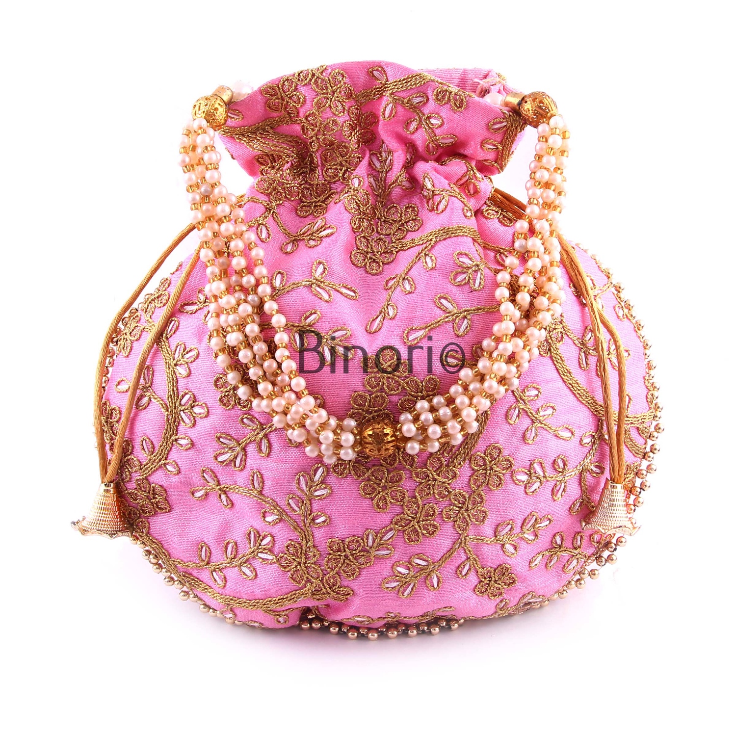 Rajasthani Style Royal Clutch Silk Batwa Bag Wristlets Ethnic Potli for Women's Zari Work Bridal