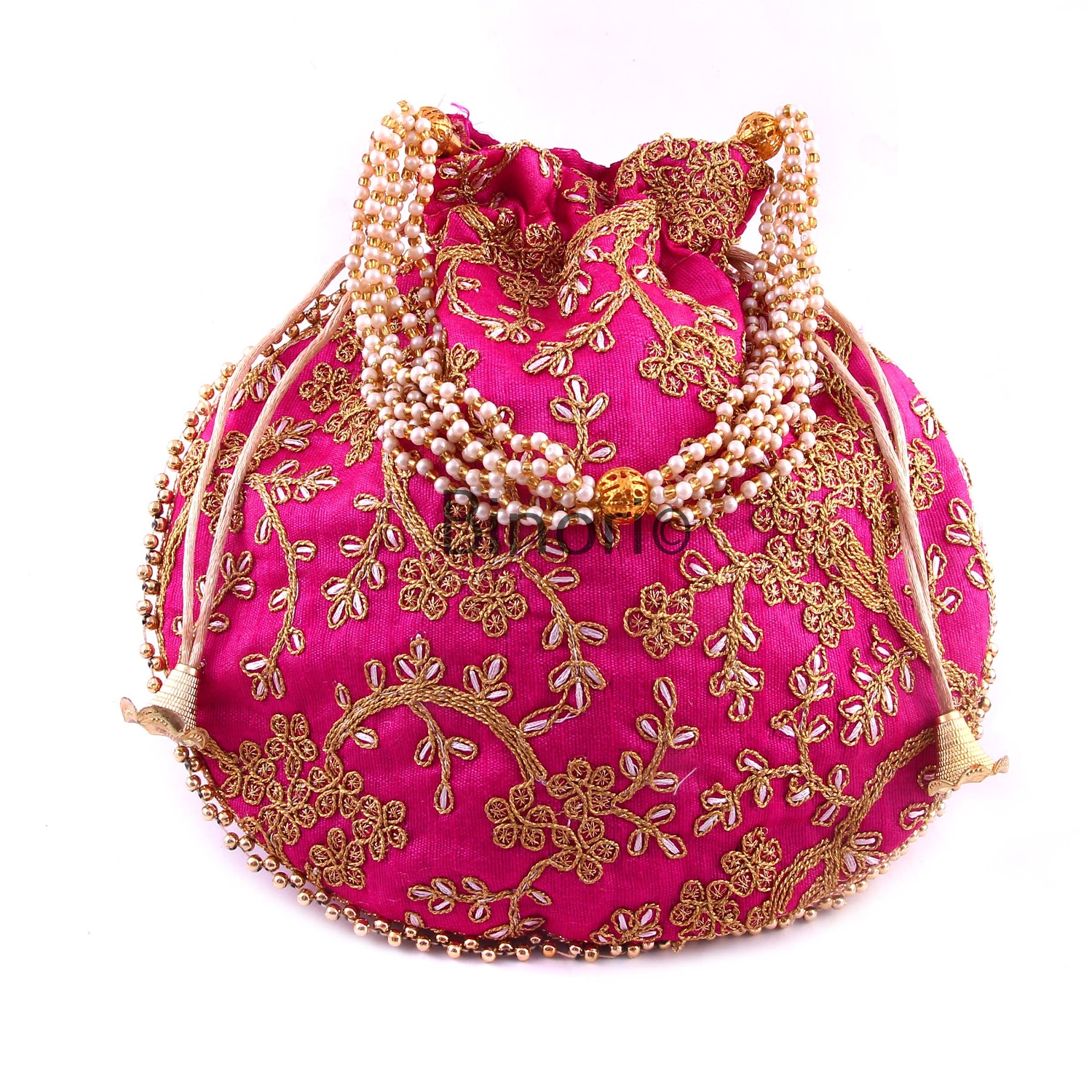 Rajasthani Style Royal Clutch Silk Batwa Bag Wristlets Ethnic Potli for Women's Zari Work Bridal