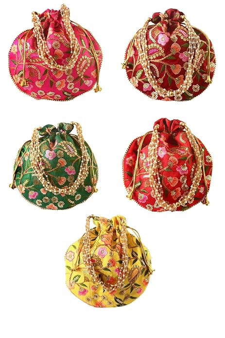 Embroidered Potli Bag Set (Pack of 5)